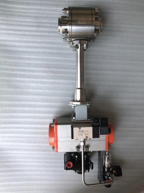 CF3/CF8 SS304/SS316 วาล์วลูกกลมปนูเมติกแบบหักสําหรับ LNG/LOX/LN2/LAR