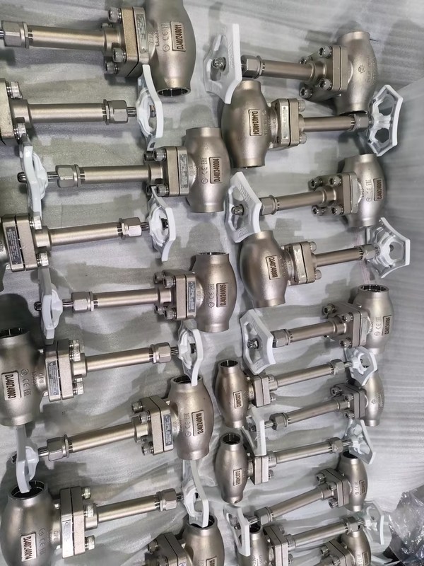 DN25 Cryogenic Globe Valve สแตนเลส 304/316 พร้อมปุ่ม PTFE และ CF8/CF3 วาลล์ตัวสําหรับ -196 °C ถึง + 80 °C การใช้งาน